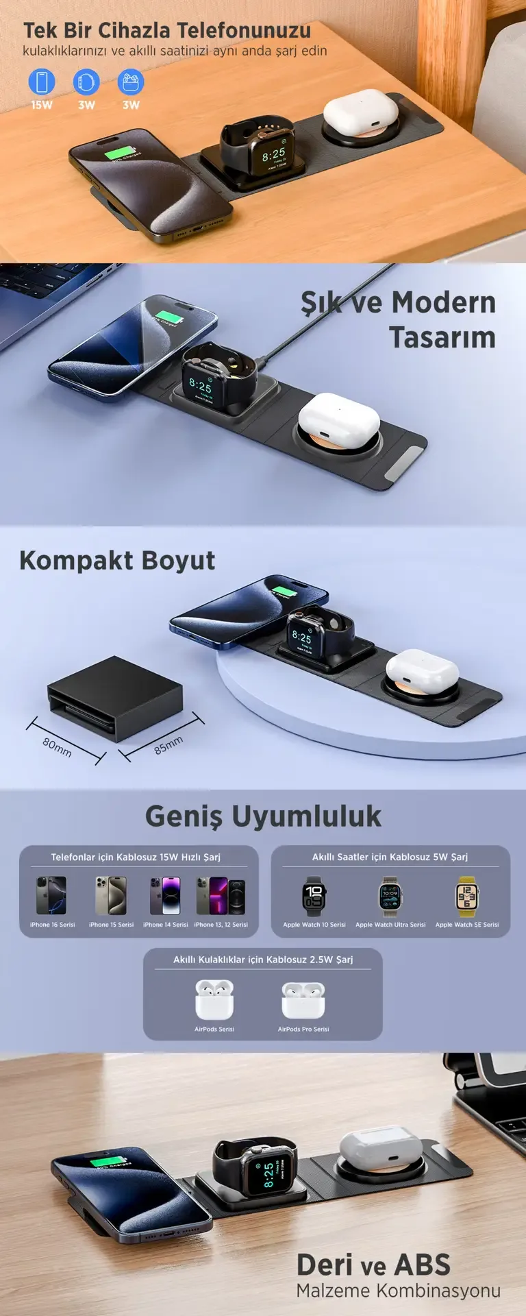 BXMW6 3’ü 1 Arada Akıllı Telefon, Akıllı Saat ve TWS