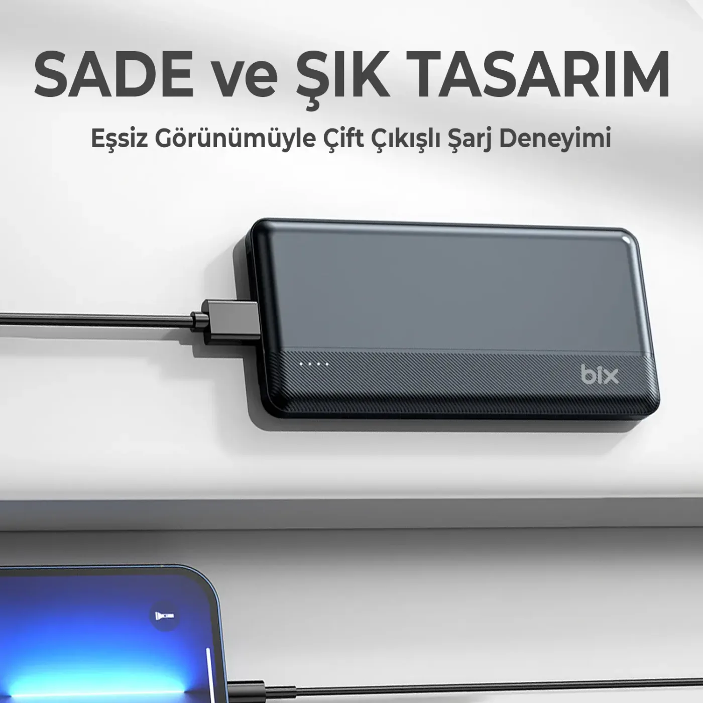 BXPB108 10000mAh Çift USB Çıkışlı ve LED Bildirimli