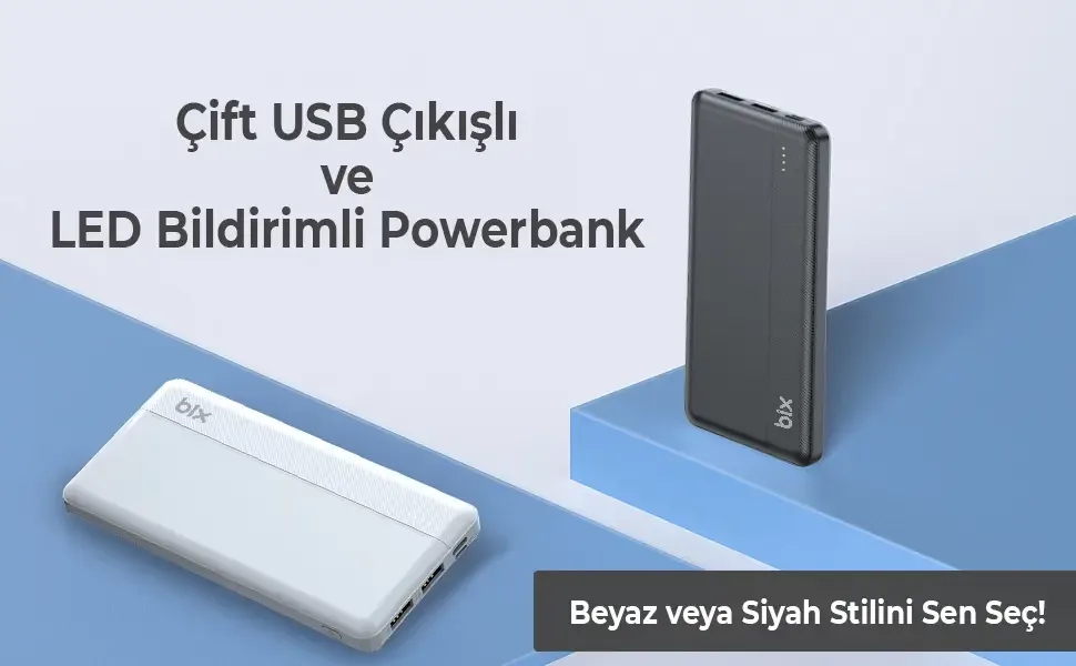 BXPB108 10000mAh Çift USB Çıkışlı ve LED Bildirimli