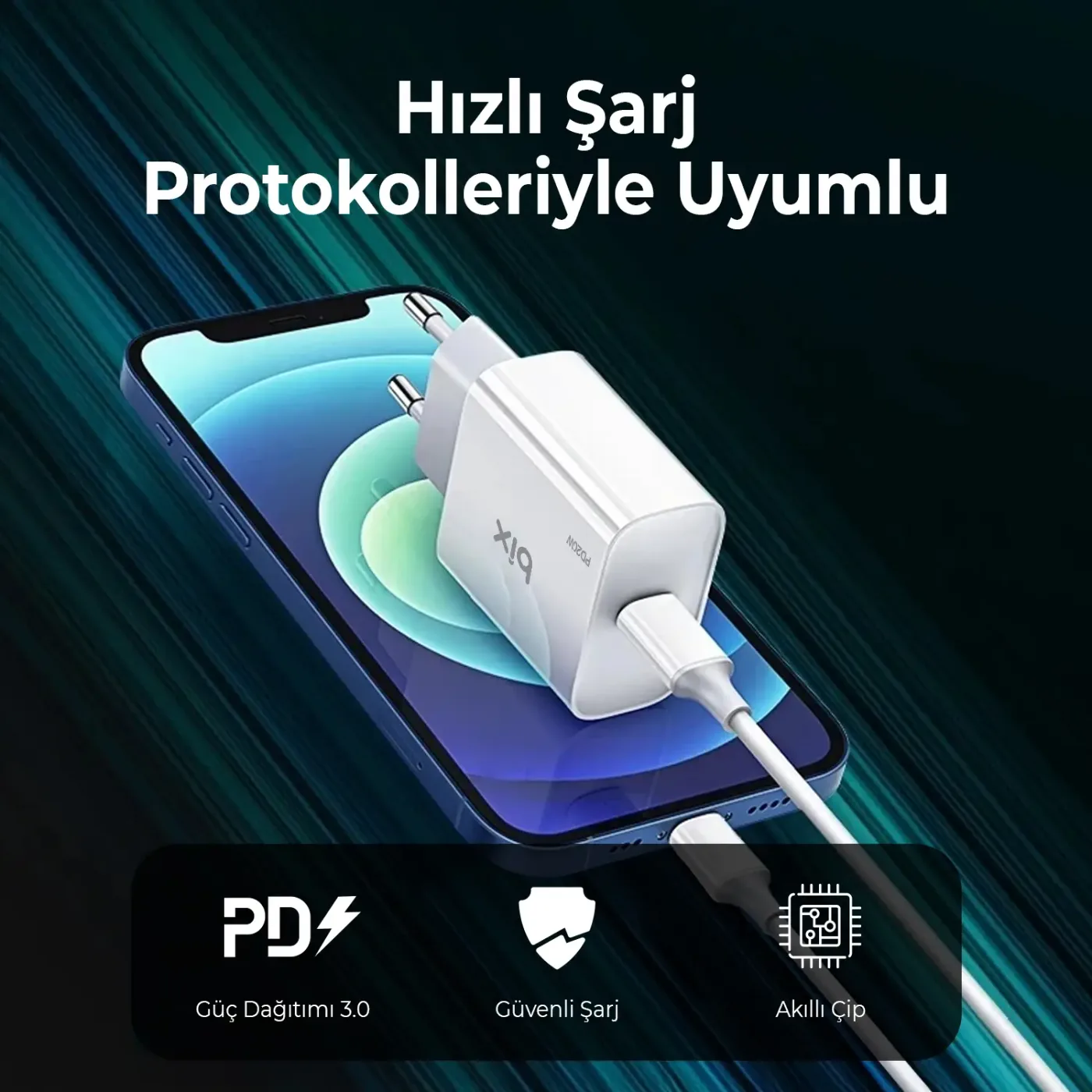 BXPD21TA 20W Type-C PD 3.0 Akıllı Çip ve Akım Korumalı