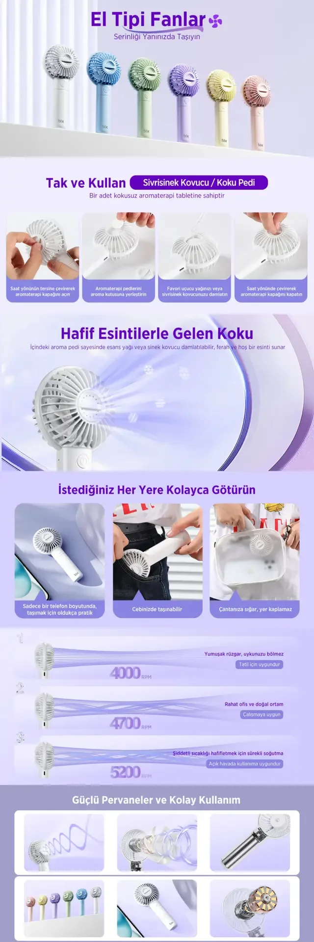 BXPF01 Şarj Edilebilir 3 Kademeli Taşınabilir Portatif