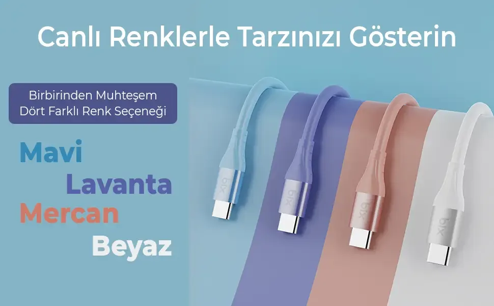 BXSC1CC 60W Type-C to Type-C Silikon Şarj ve Data