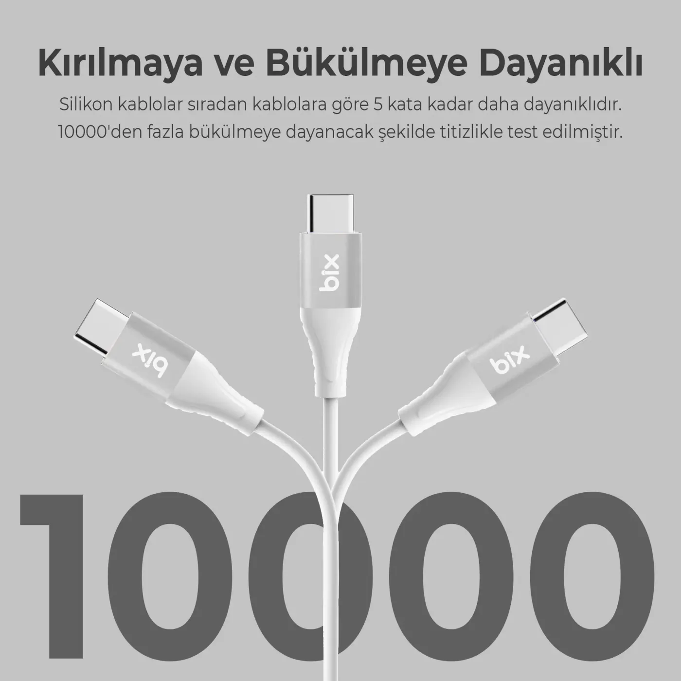 BXSC1CC 60W Type-C to Type-C Silikon Şarj ve Data