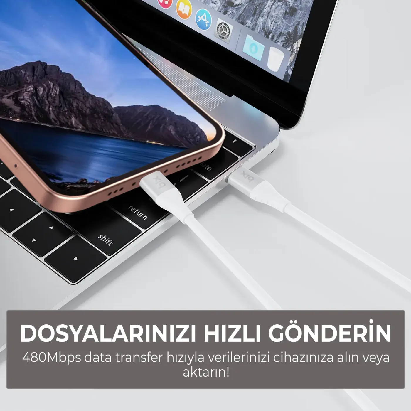 BXSC1CL 60W Type-C to Lightning Silikon Şarj ve Data