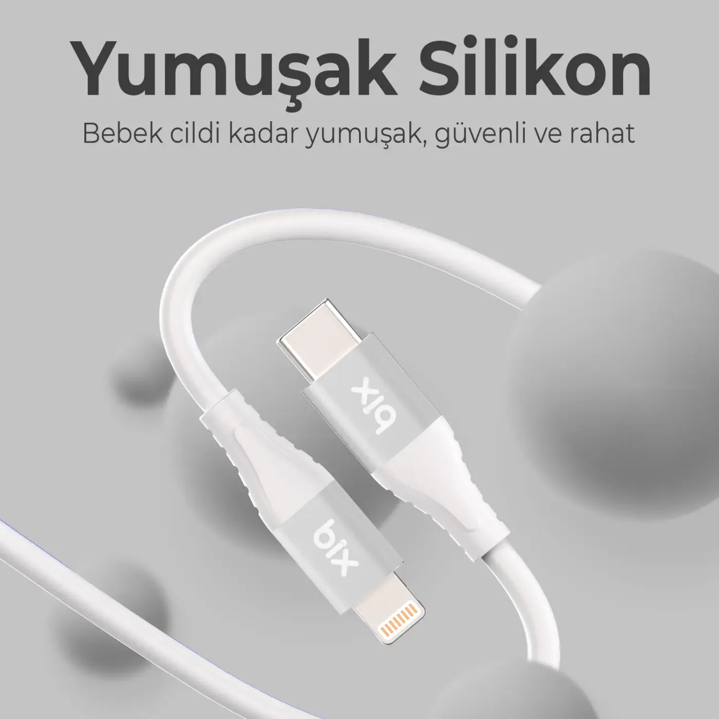 BXSC1CL 60W Type-C to Lightning Silikon Şarj ve Data