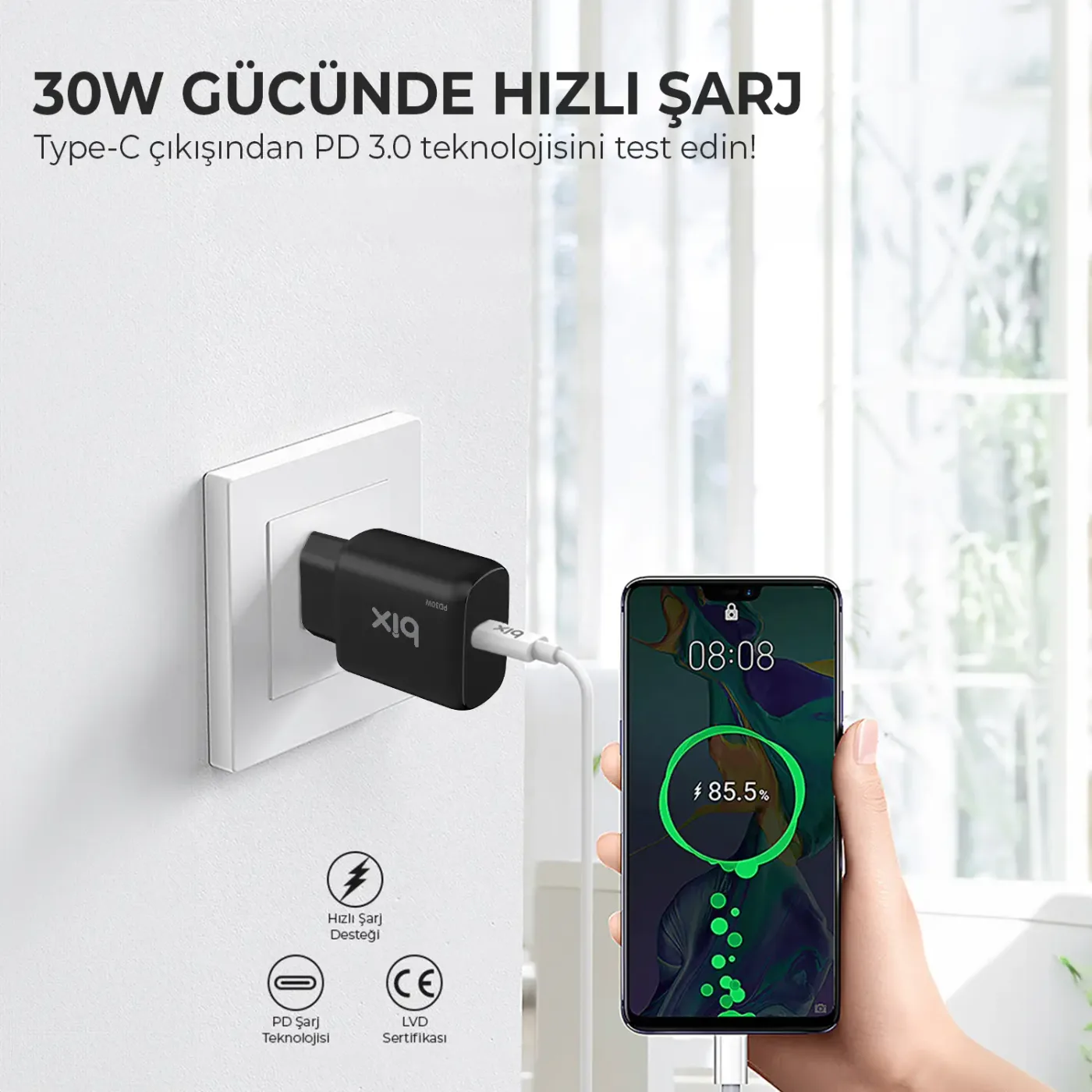 BXT30 30W Type-C PD 3.0 PPS Akım Korumalı Hızlı Şarj