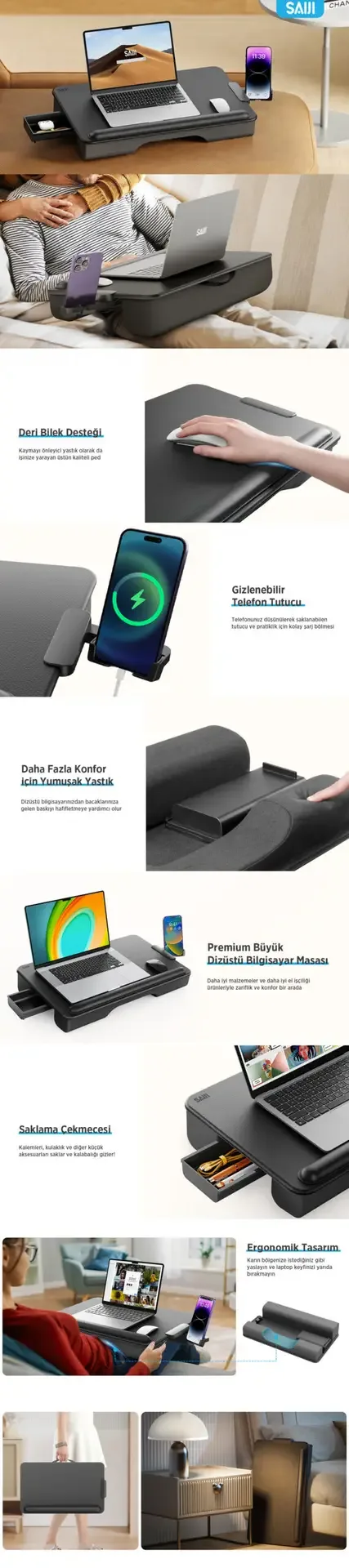 Bix Saiji GX3 Taşınabilir Laptop Standı – Geniş PVC