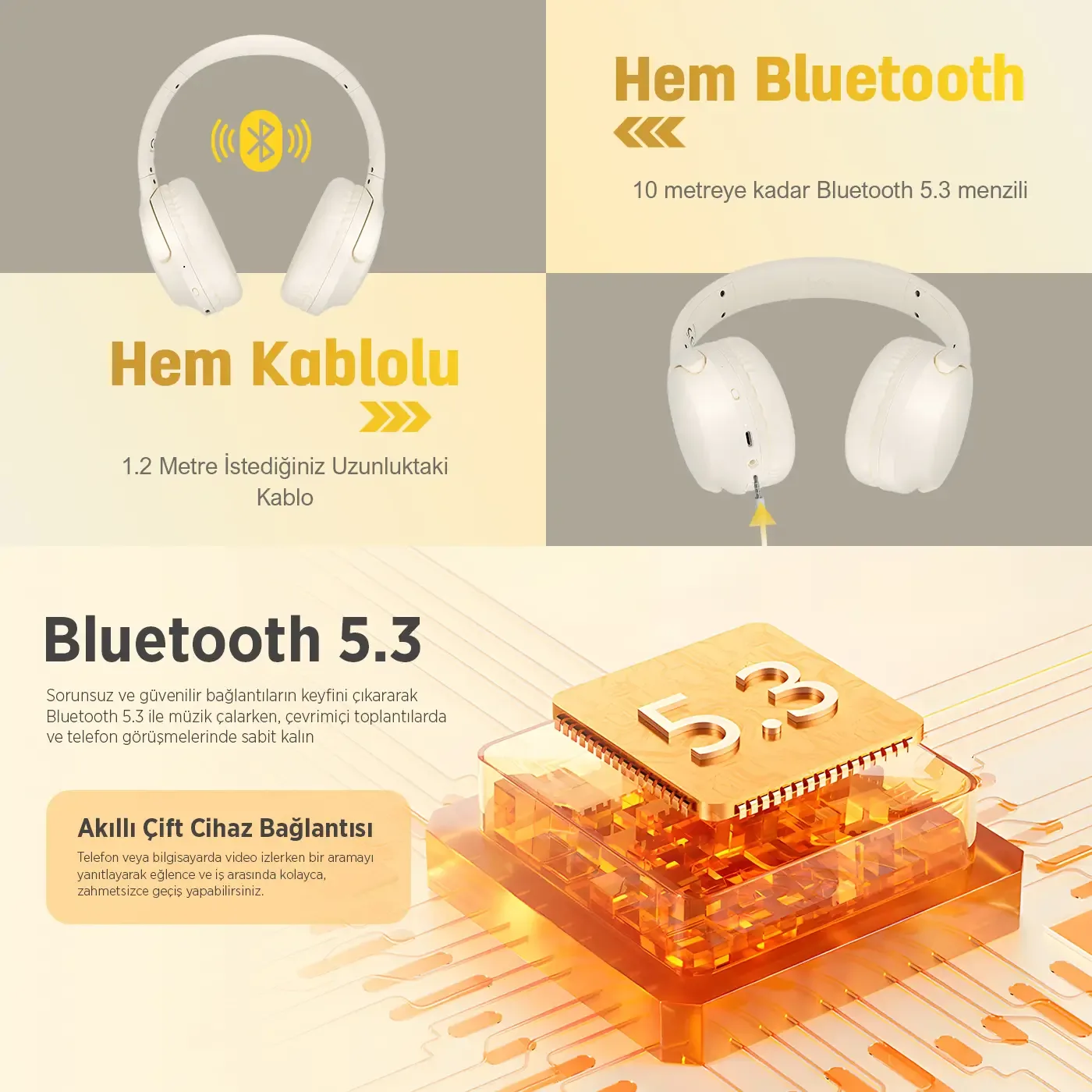 H2 Soundcraft 40mm Sürücülü 14 Saat Çalma Süreli
