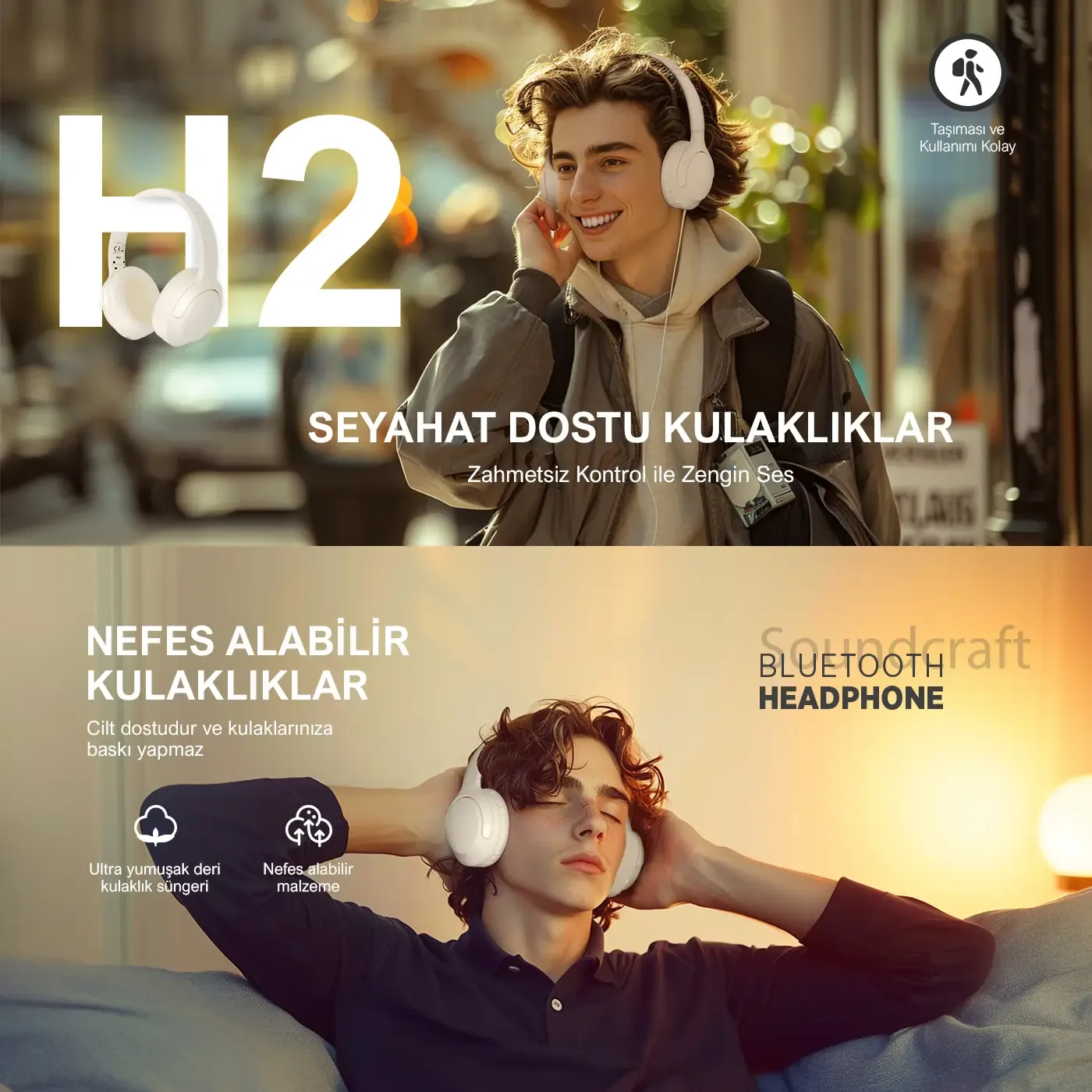 H2 Soundcraft 40mm Sürücülü 14 Saat Çalma Süreli