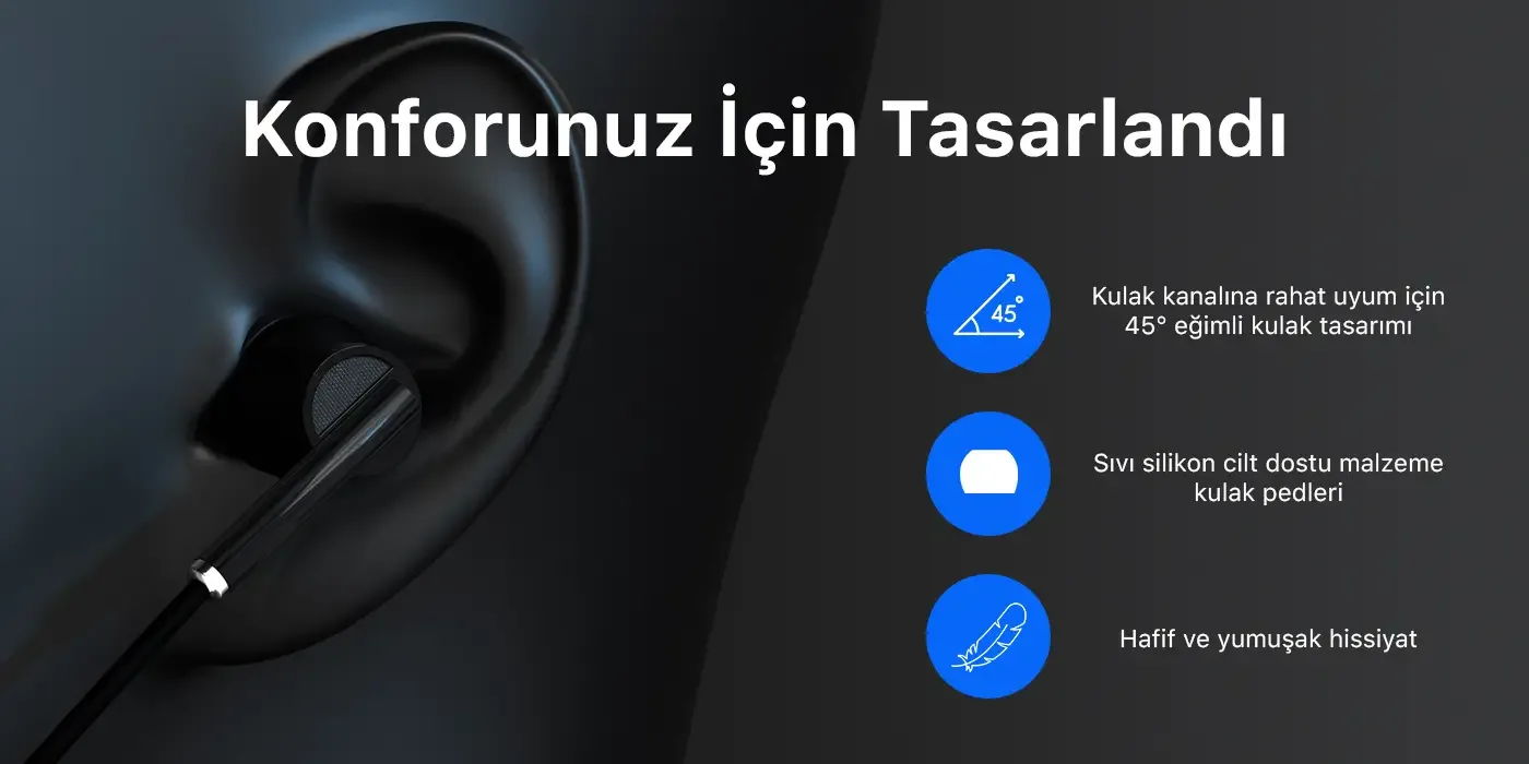 HF01A 14mm Extra Bass Özellikli Mikrofonlu 3.5mm AUX