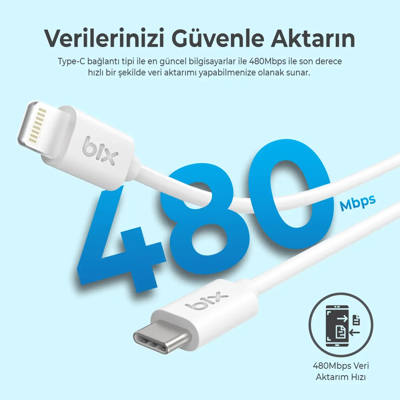 IP02UC 60W USB-C to Lightning Şarj ve Data Kablosu
