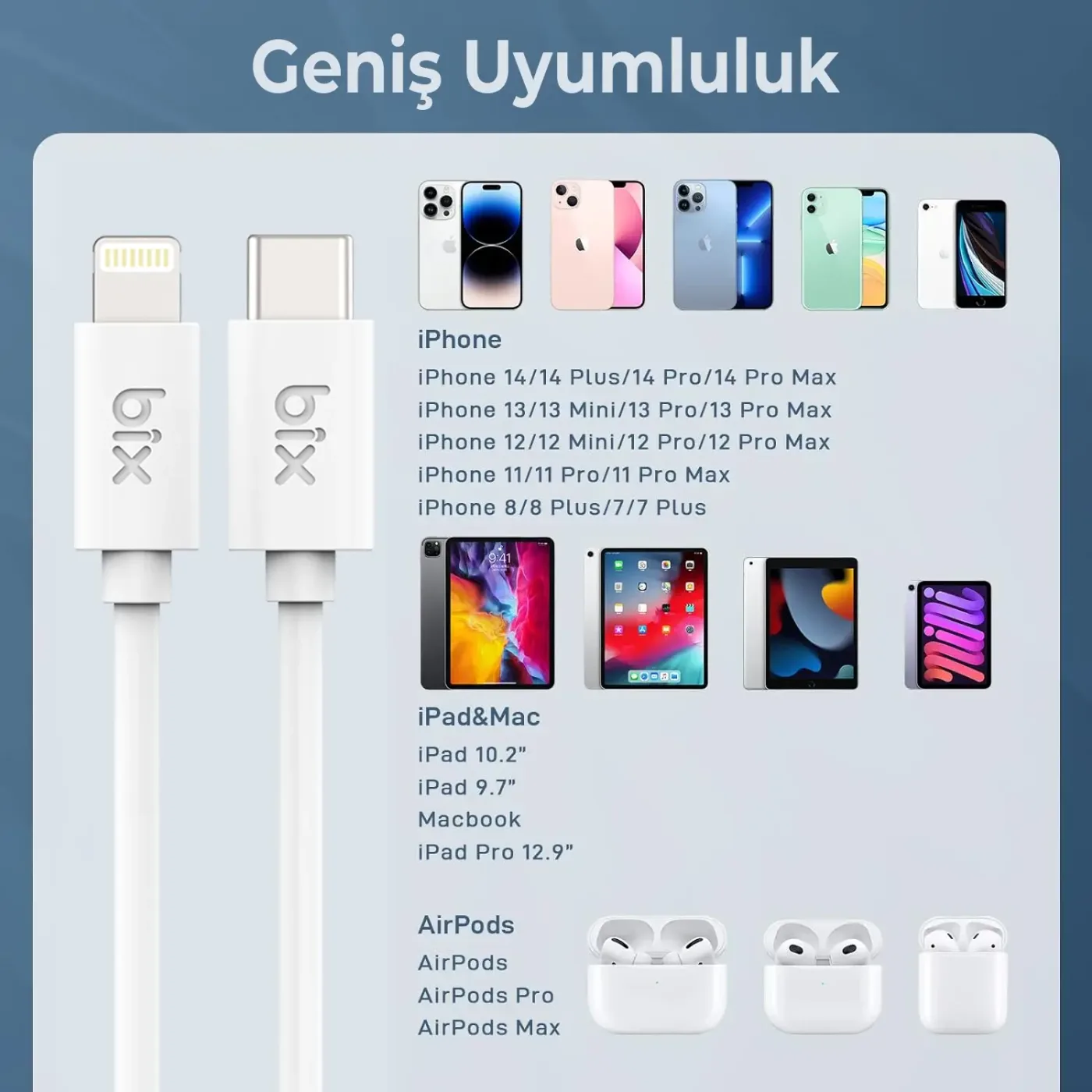 IP02UC 60W USB-C to Lightning Şarj ve Data Kablosu
