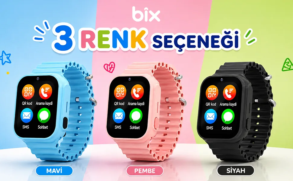 Bix Kids KW01 Sim Kartlı GPS Takipli SOS Kameralı