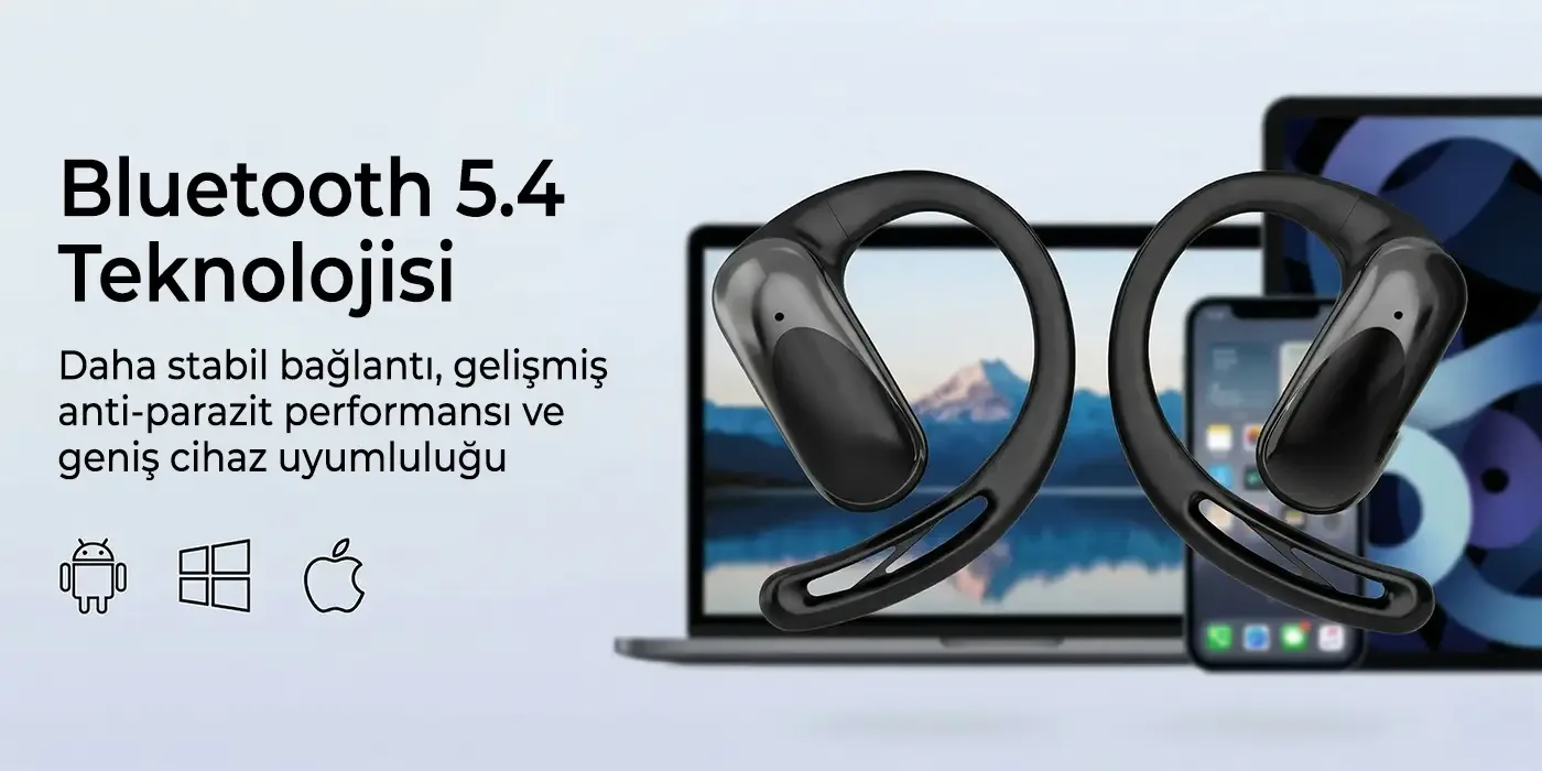 OWS2 Bluetooth 5.4 Stereo Sesli IPX4 Sertifikalı Spor