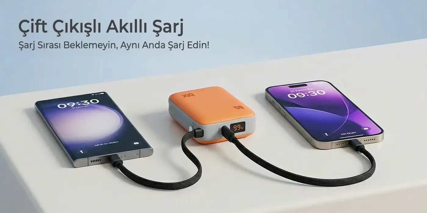 PB120 20000mAh PD 65W Cep Boyu Kompakt Tasarımlı