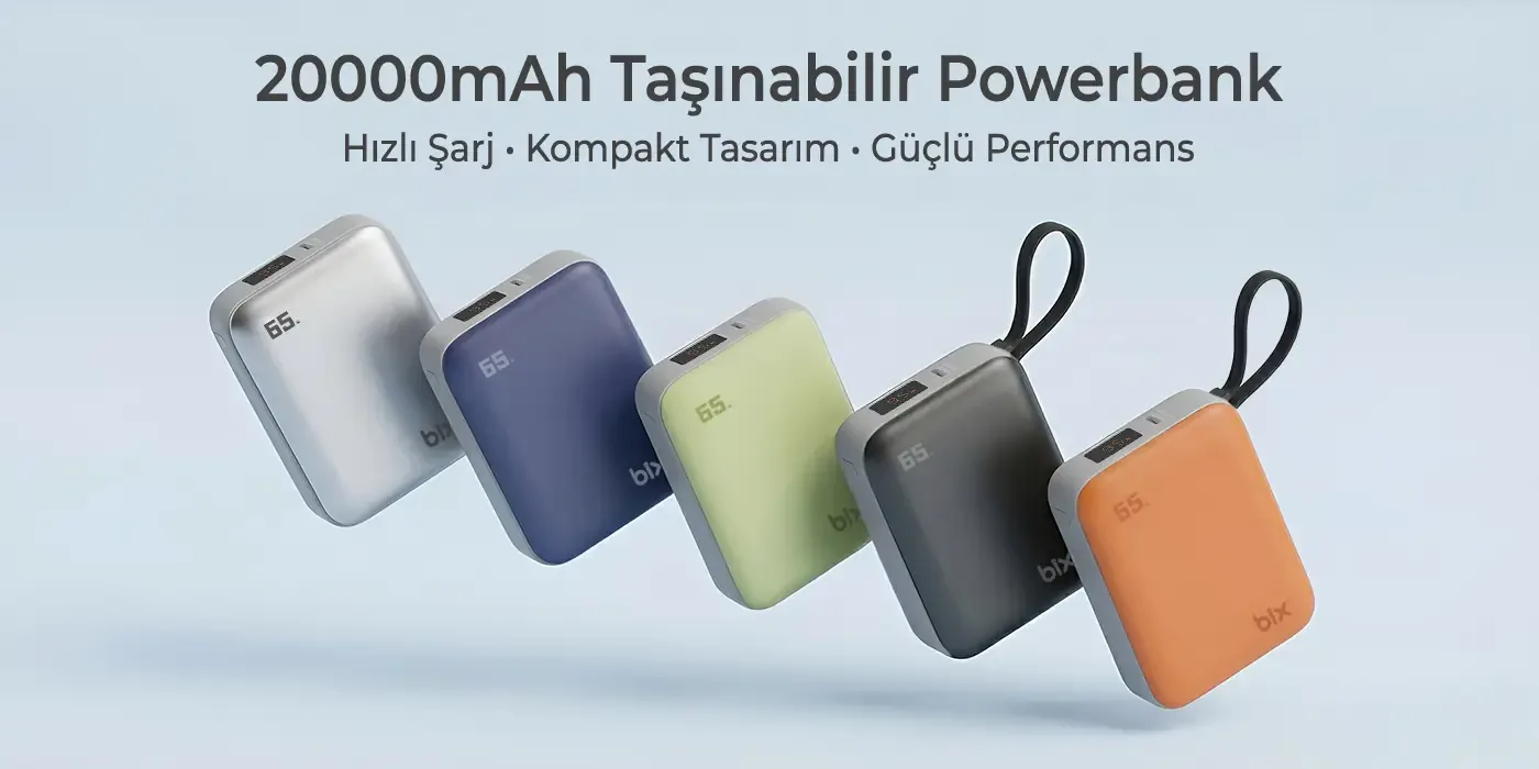 PB120 20000mAh PD 65W Cep Boyu Kompakt Tasarımlı