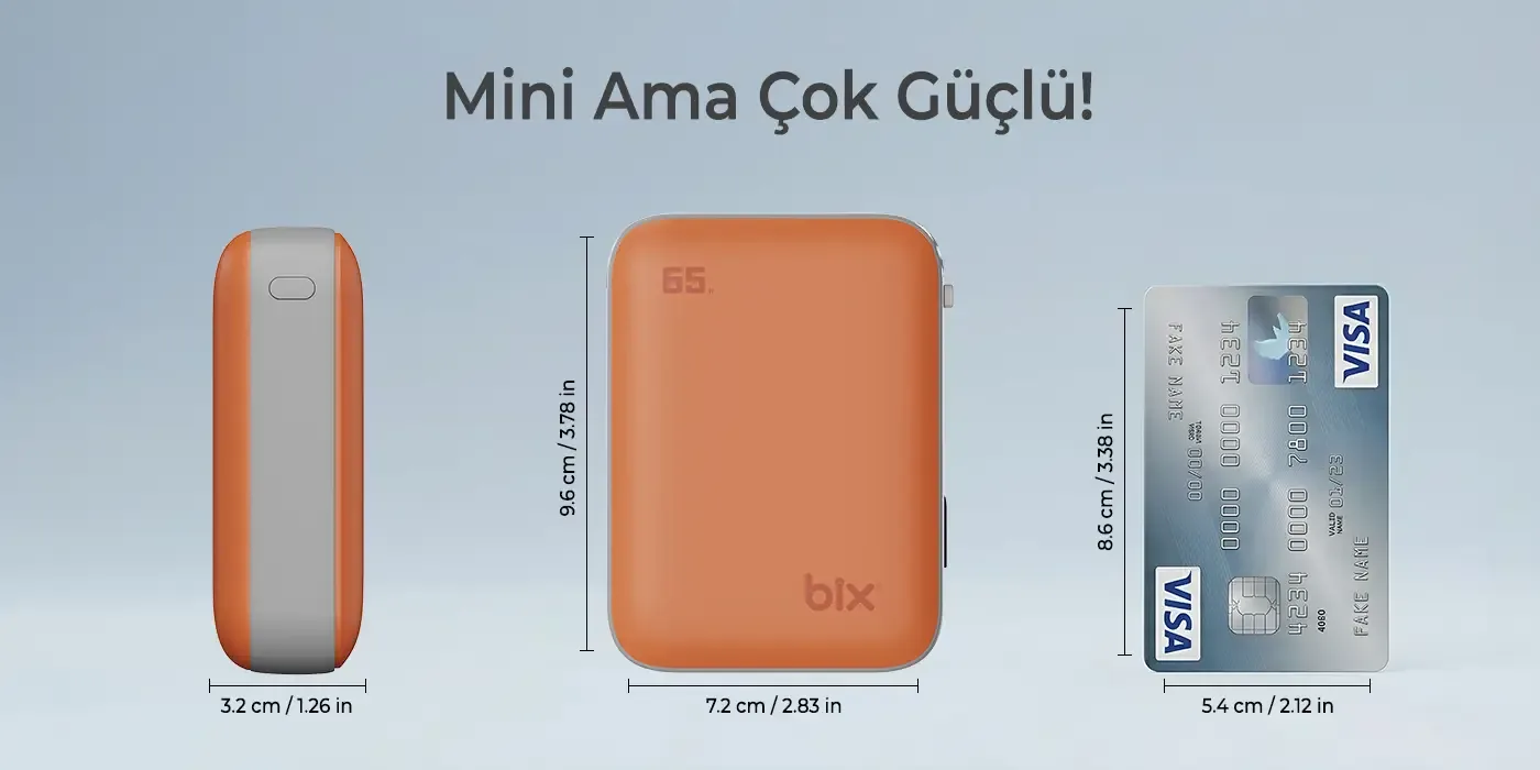 PB120 20000mAh PD 65W Cep Boyu Kompakt Tasarımlı