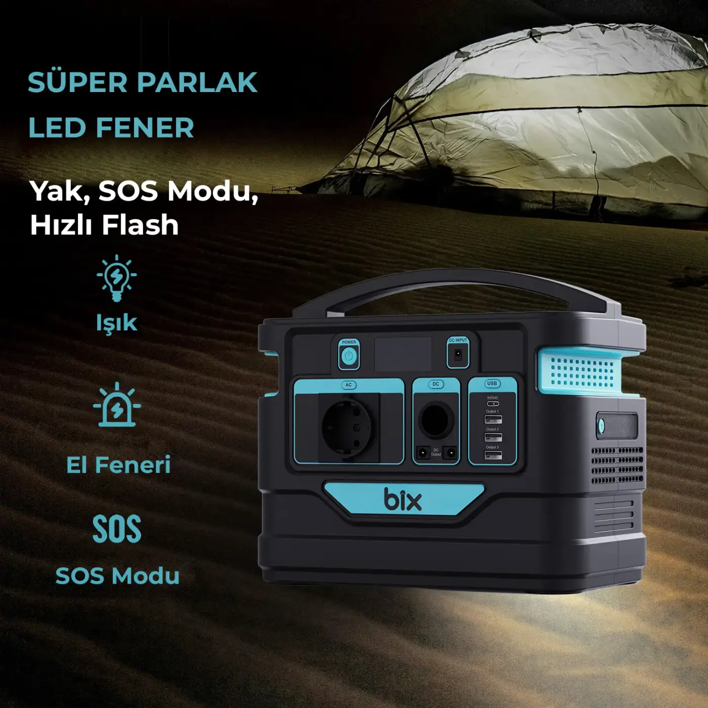 PS140K 140000mAh 518Wh 500W AC Priz, 3*USB-A, 45W