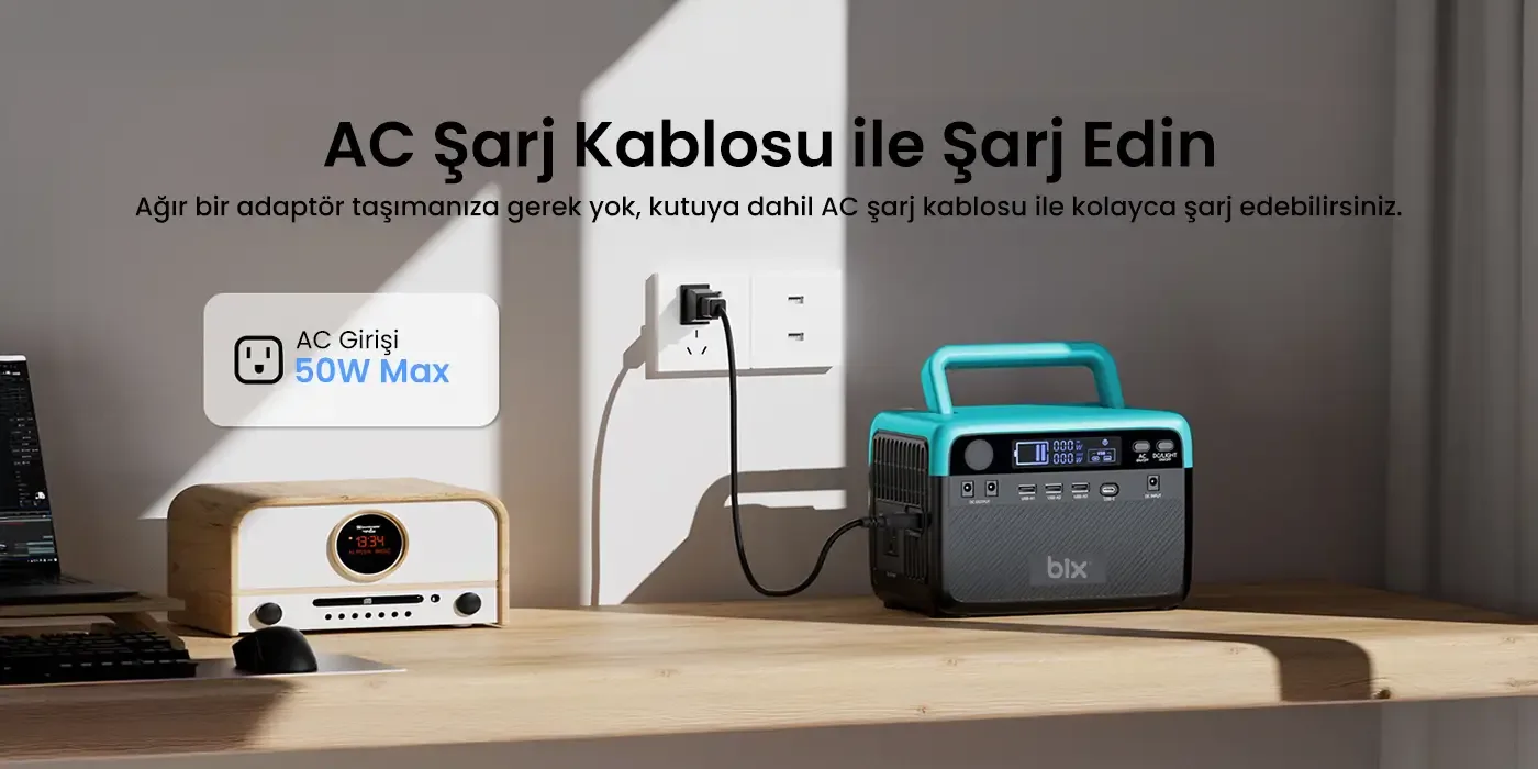 PS60K 192Wh 300W 230V 50Hz Saf Sinüs Taşınabilir Güç