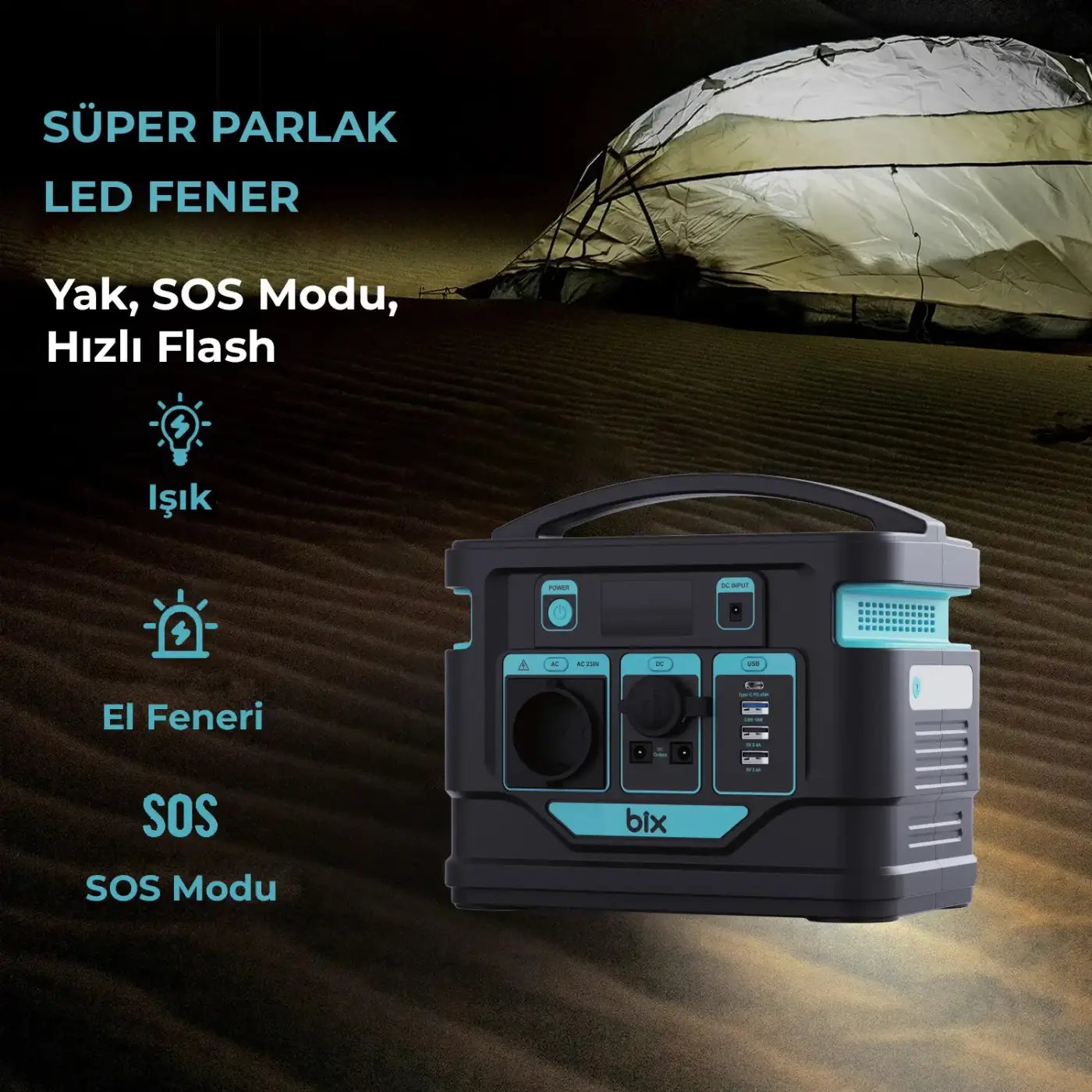 PS80K 80000mAh 296Wh 300W AC Priz, 3*USB-A, 45W Type-C