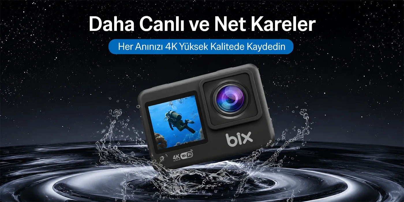 Bix Pulse 1 Wi-Fi 4K 30FPS HD Aksiyon Kamerası Çift