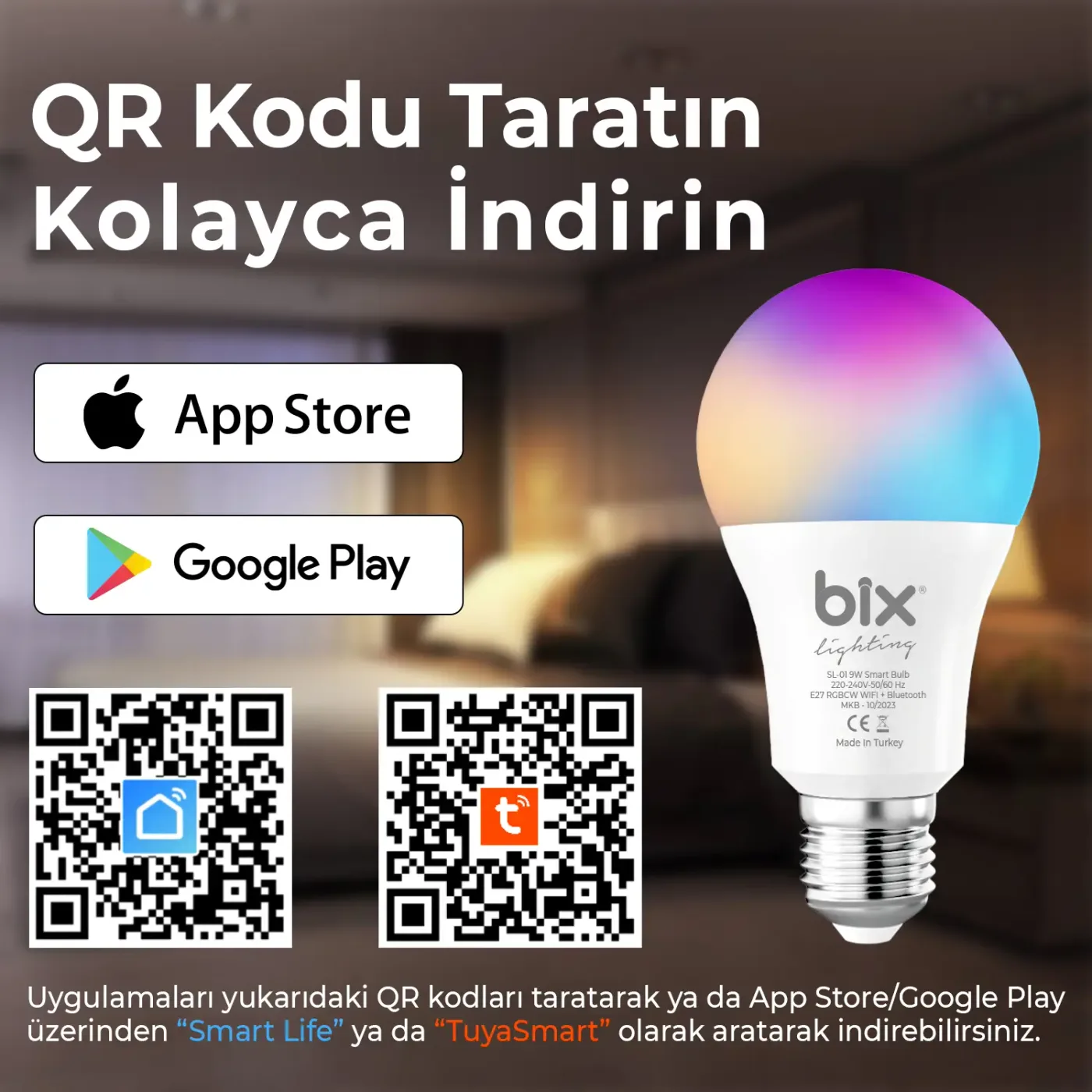 SL-01 Aura 9W Çok Renkli RGB WiFi-Bluetooth Uzaktan
