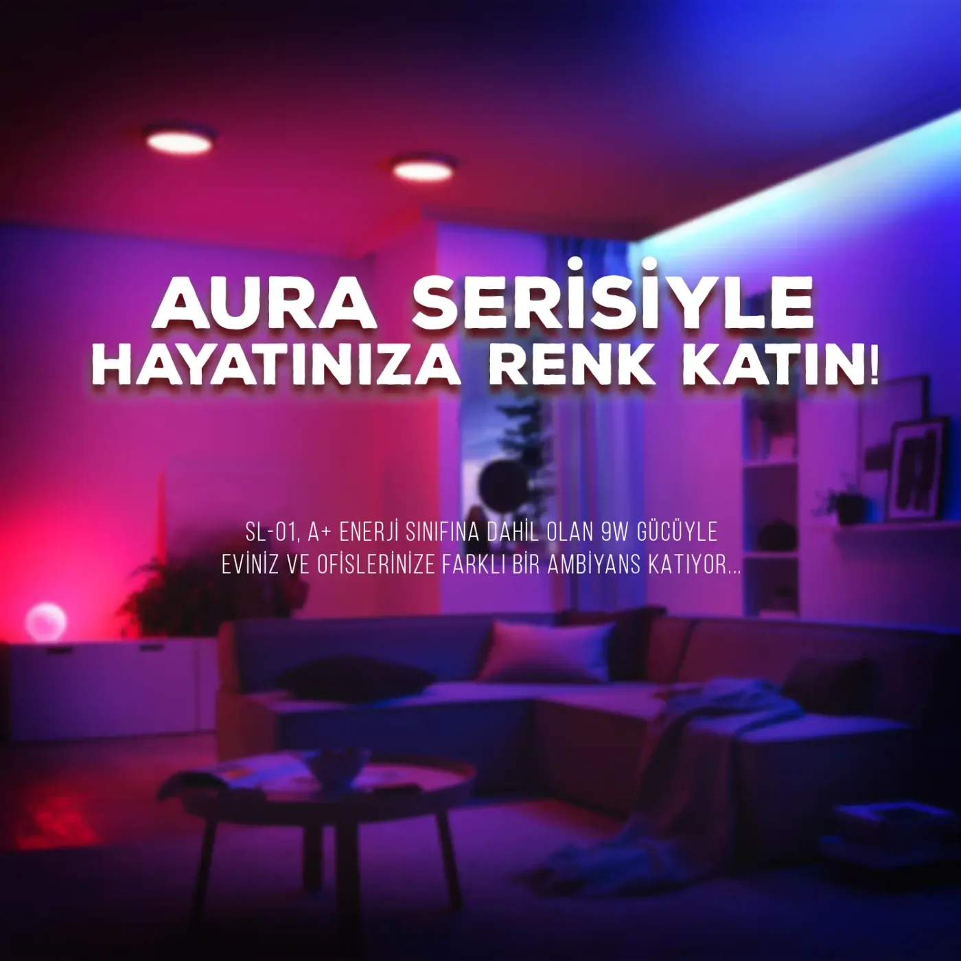 SL-01 Aura 9W Çok Renkli RGB WiFi-Bluetooth Uzaktan