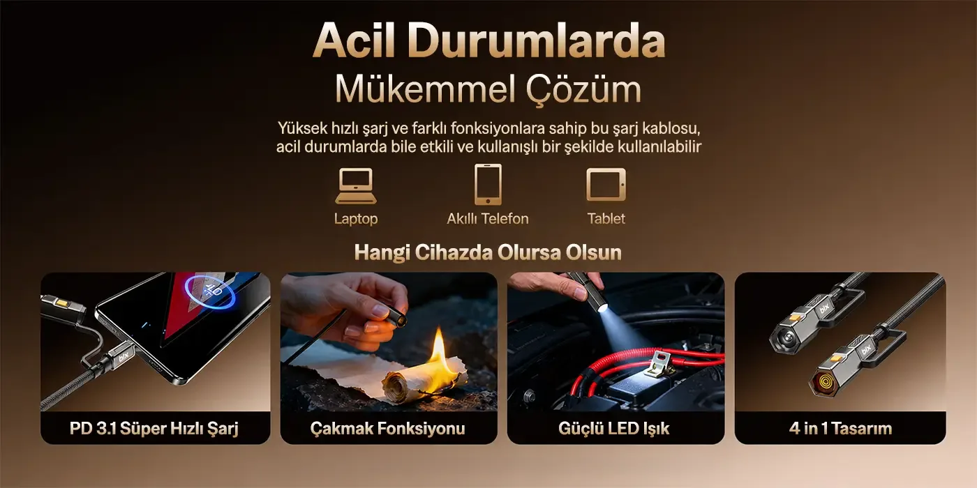 T2IN1C 240W LED Fener ve Alevsiz Çakmak Fonksiyonlu