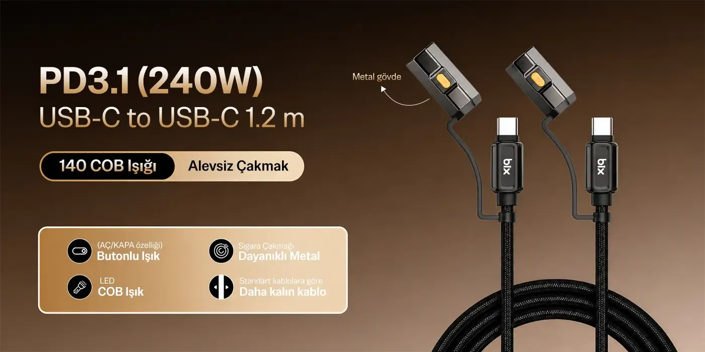 T2IN1C 240W LED Fener ve Alevsiz Çakmak Fonksiyonlu
