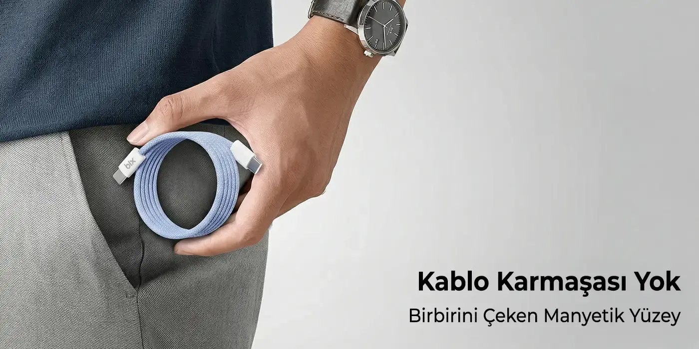 T4CC 65W USB-C to USB-C Manyetik Tasarımlı Örgülü Hızlı