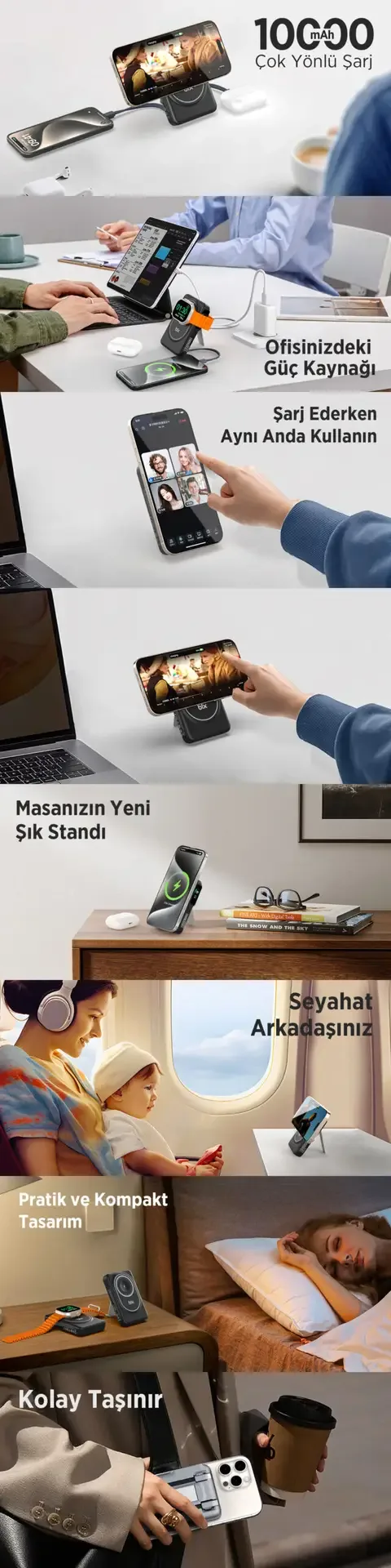 TPB16 6’sı 1 Arada 10000mAh Manyetik OLED Ekranlı