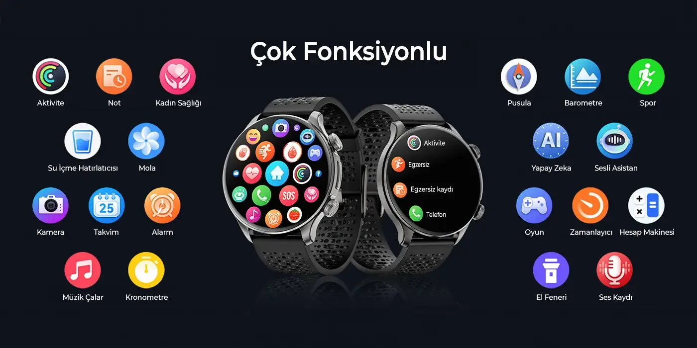 TSW6 48mm Retina 1.6” AMOLED GPS Akıllı Saat Siyah – AI