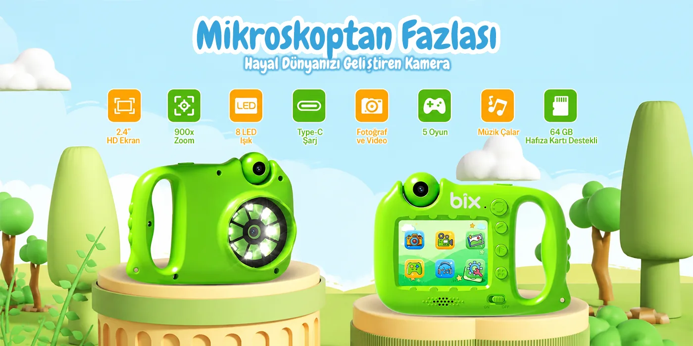 Bix Kids W1 900X Yakınlaştırmalı Taşınabilir Dijital