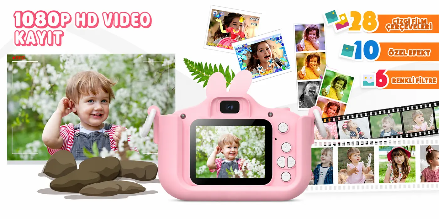Bix Kids X2HD Çocuk Dijital Fotoğraf Makinesi 1080P HD
