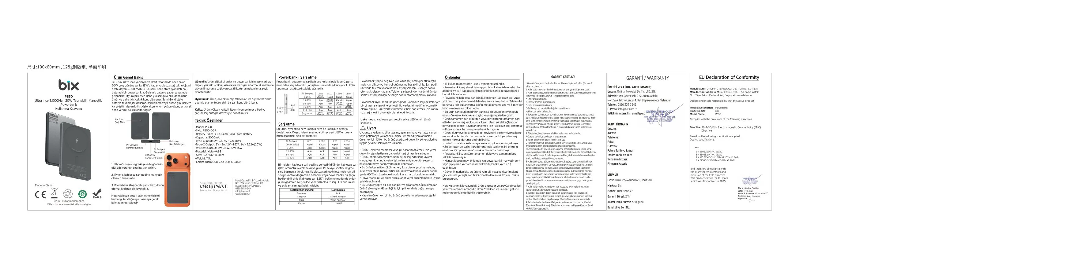 Bix PB50 5000 mAh 15W MagSafe Powerbank kullanım kılavuzu — sayfa 1