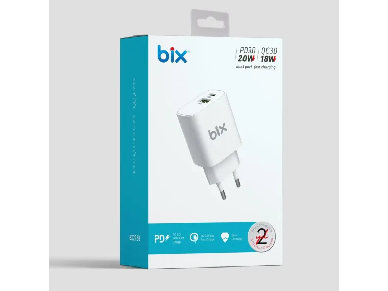 BX2P38 20W Type-C PD ve 18W USB QC 3.0 Çift Portlu — görsel 4