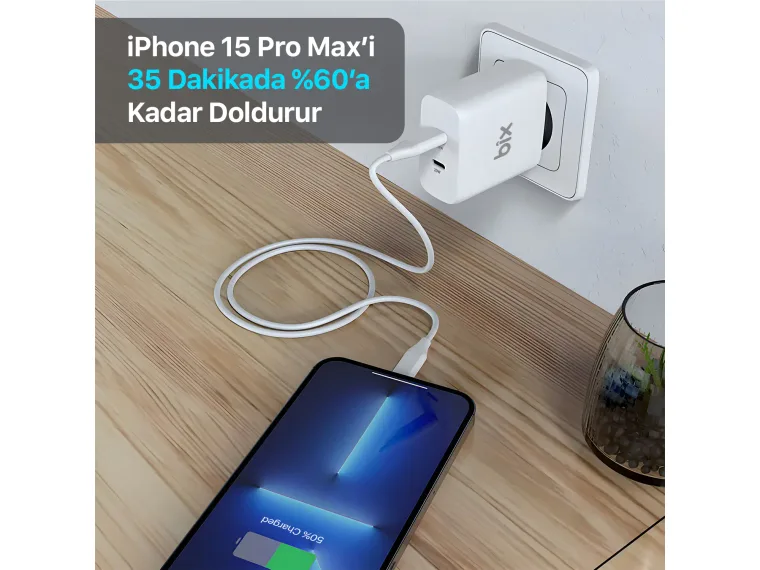 BX2P50 50W Type-C PD 3.0 Çift Çıkışlı Hızlı Şarj Cihazı — görsel 6