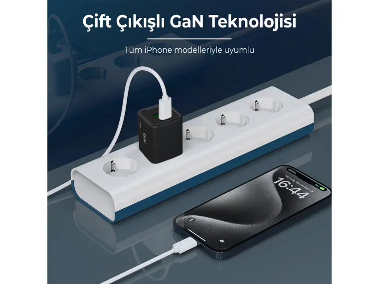 BX2P30G GaN PD 30W Type-C ve USB-A QC 18W Çift Portlu — görsel 6