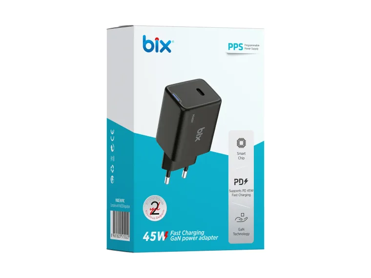 BX1P45G GaN 45W Type-C PD Akım Korumalı ve LED — görsel 6
