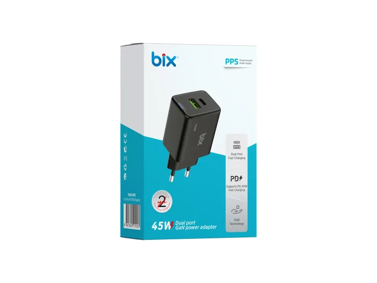 BX2P46G GaN PD 45W Type-C ve USB-A QC 18W Çift Portlu — görsel 5
