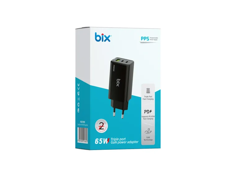 BX3P66G GaN 65W 2*Type-C PD 3.0 ve USB-A QC Üç Portlu — görsel 5