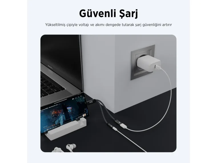 ADP-12 Type-C to 3.5mm Kulaklık ve 15W Type-C Şarj — görsel 5