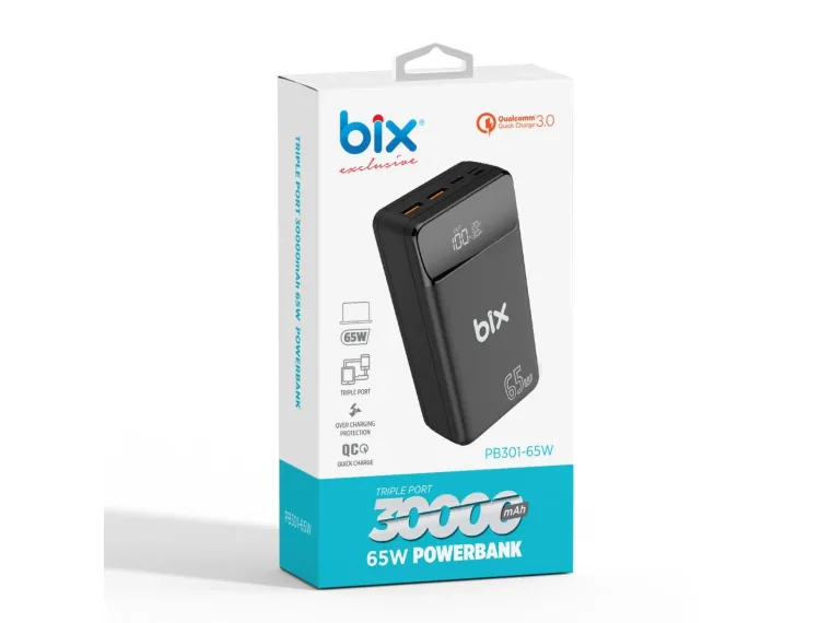 PB301 65W 30000mAh Üç Çıkışlı 65W QC 3.0 Powerbank — görsel 5