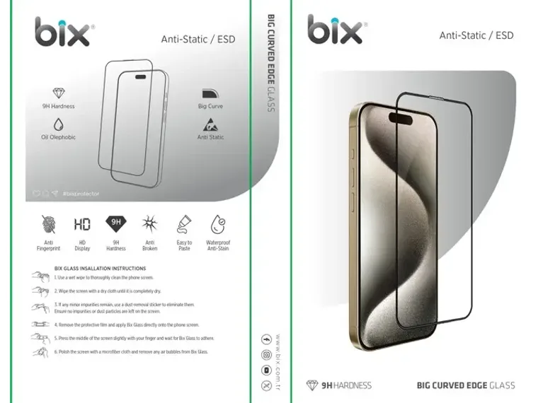 Bix Big Curved Edge Glass – 9H Sertlikte Temperli Cam — görsel 3