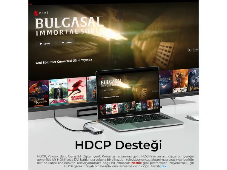BX10HB-PRO Type-C Kart Okuyucu 4K/60Hz HDMI 1000Mbps — görsel 7