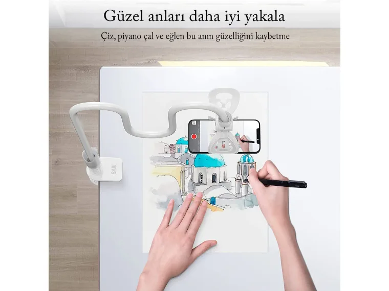Bix Saiji IVY-85 Akrobat Esnek Telefon Tutucu Beyaz — görsel 7