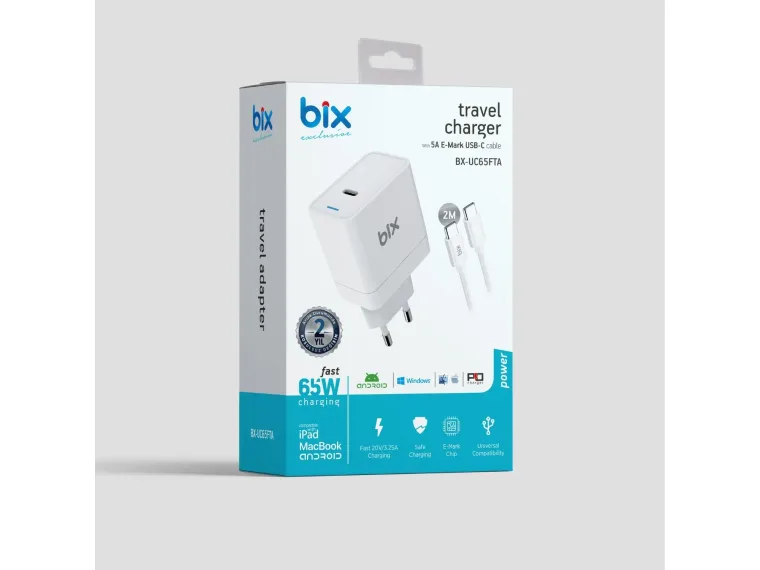BX-UC65WFTA 65W PD Hızlı Şarj Adaptörü ve E-Mark Çipli — görsel 5