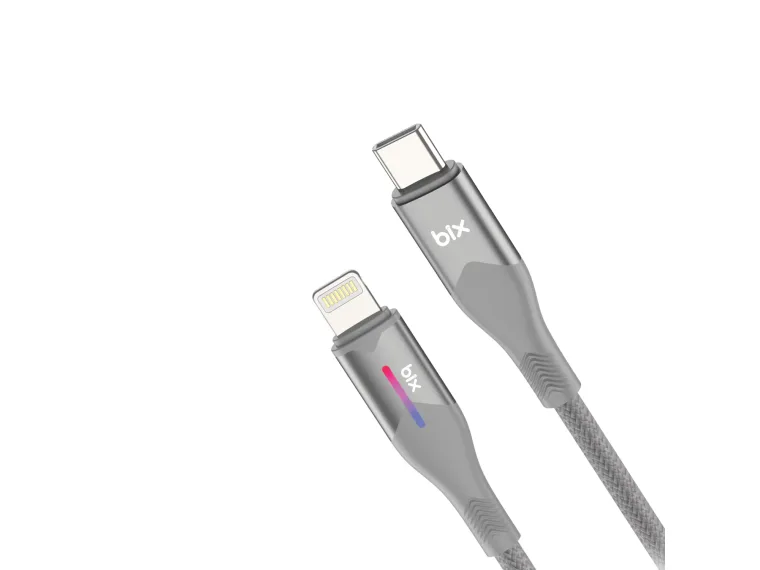 BX04CL Type-C to Lightning iPhone 27W Örgülü LED Işıklı — görsel 6