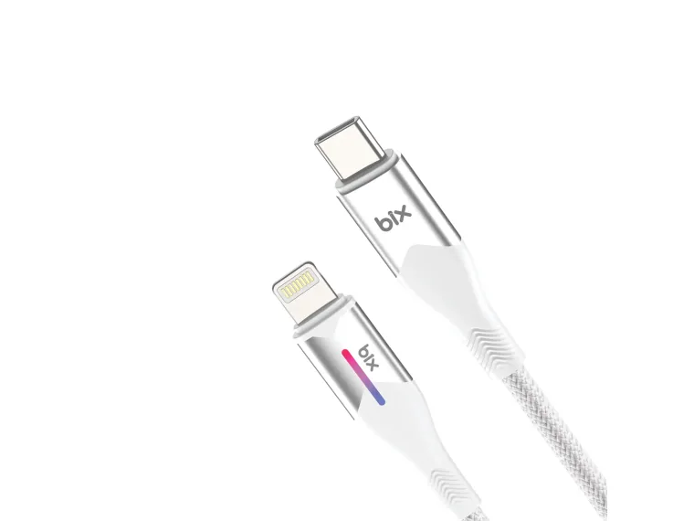 BX04CL Type-C to Lightning iPhone 27W Örgülü LED Işıklı — görsel 3