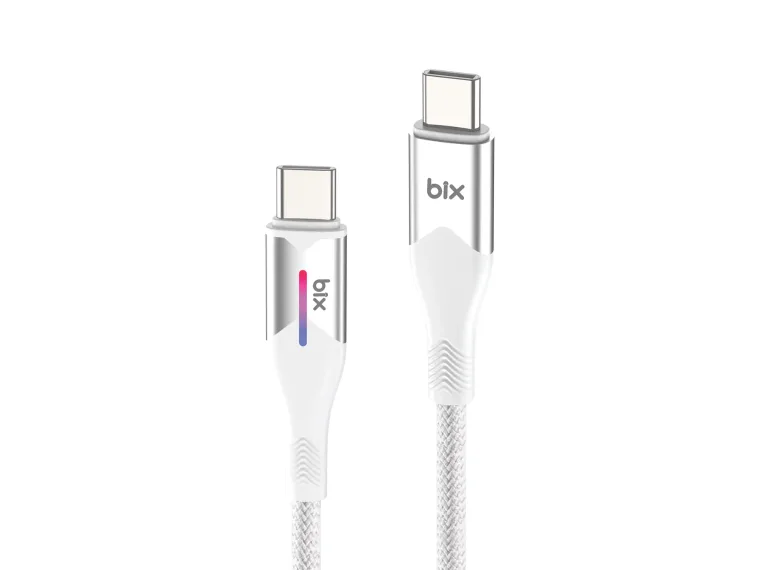 BX05CC Type-C to Type-C 60W Örgülü LED Işıklı Şarj
